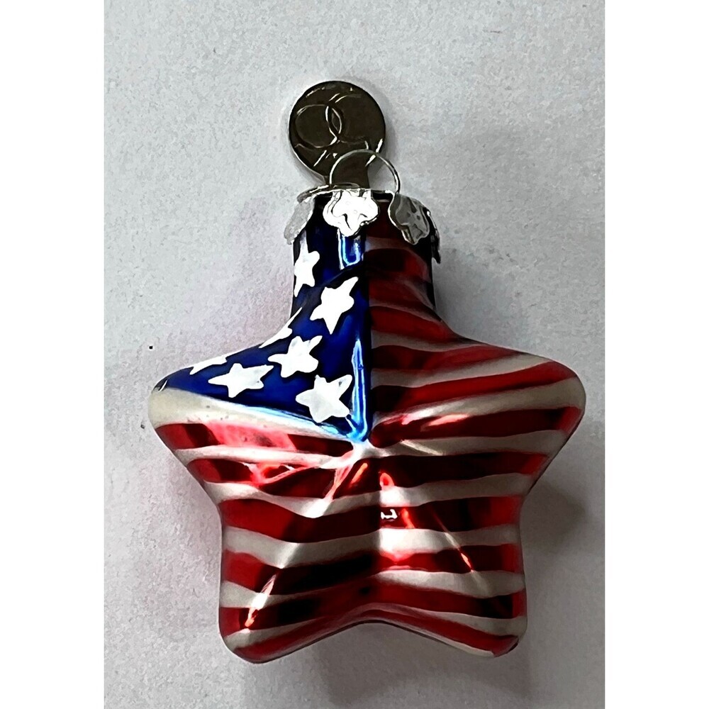Department 56 2001 Mini Glass Star Ornament Patriotic Red White Blue